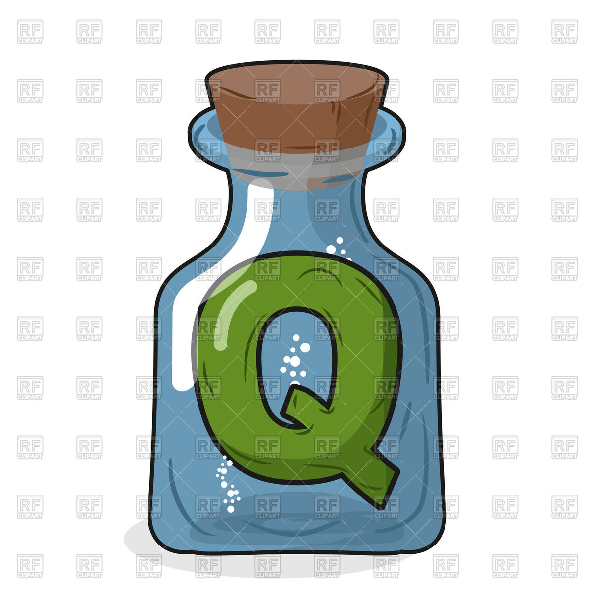 1200x1200 Letter Q In Laboratory Bottle Royalty Free Vector Clip Art Image