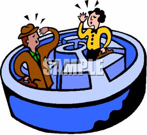 300x275 Clip Art Image Two Businessmen Calling To Each Other In A Maze