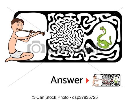 450x344 Maze Puzzle For Kids, Labyrinth Illustration With Solution