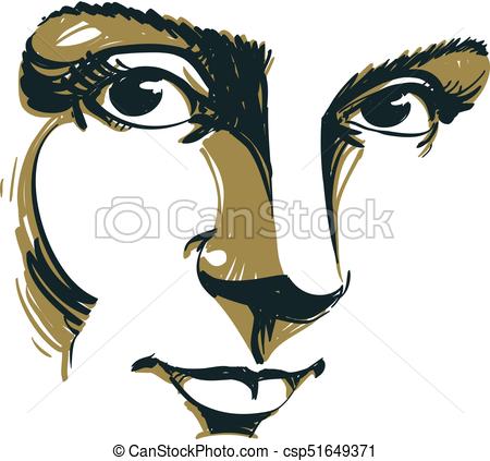 450x423 Black And White Illustration Of Lady Face, Delicate Visage