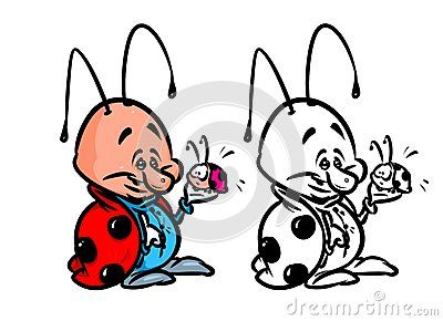 400x290 Beetle Ladybug Insect Cartoon Coloring Pages Illustration