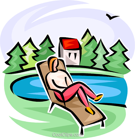 468x480 Person On A Lawn Chair Royalty Free Vector Clip Art Illustration