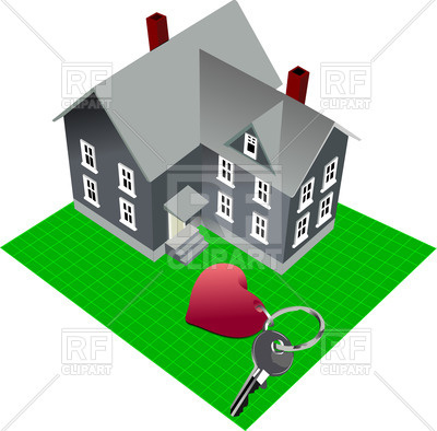 400x394 House On A Land Plot And Key With Heart Shaped Trinket Royalty