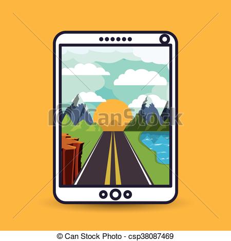 450x470 Landscape Wallpaper Design, Vector Illustration Eps10 Clip Art