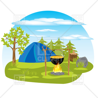 400x400 Tent On Glade And Campfire