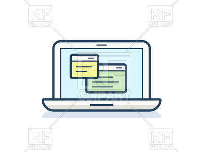 400x300 Laptop Icon With Two Application Windows Royalty Free Vector Clip