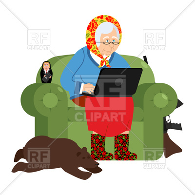 400x400 Russian Grandmother And Laptop Royalty Free Vector Clip Art Image