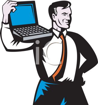 326x350 Strong Businessman Holding A Laptop On His Shoulder