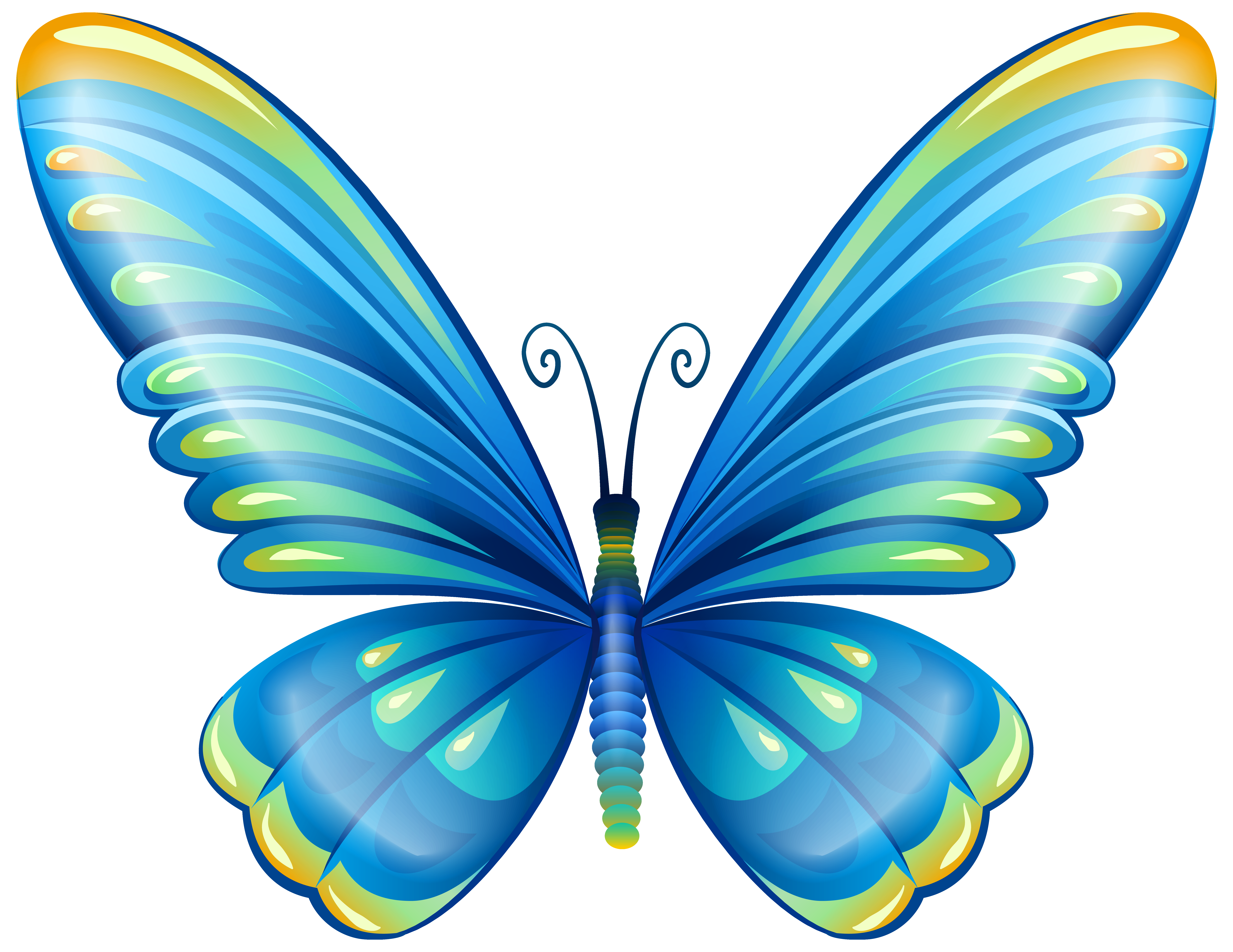 7679x5932 Large Art Blue Butterfly Png Clip Art Image Butterfly'S