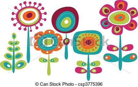 450x283 Clipart Illustrations Cute Colorful Flowers Childish Vector