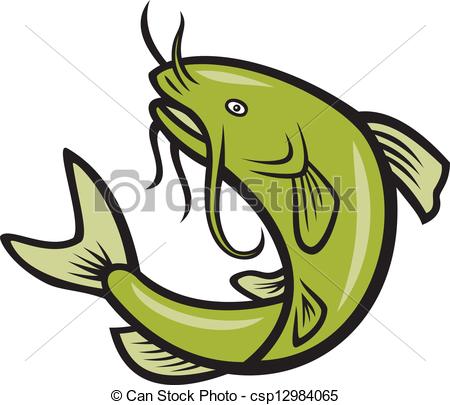 450x405 Catfish Cartoon Catfish Fish Jumping Cartoon Illustration