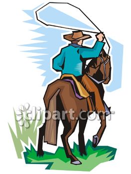 263x350 Cowboy Riding A Horse And Throwing A Lasso Clipart Illustration
