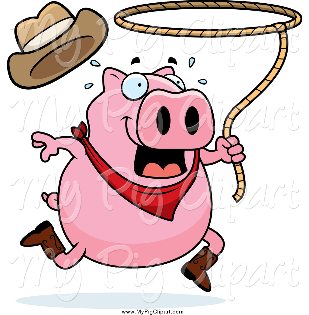 1024x1044 Swine Clipart Of A Running Rodeo Pig Swinging A Lasso By Cory