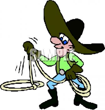 336x350 Cartoon Cowboy Twirling A Lasso