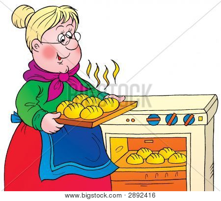 450x410 Cooking Grandma And Granddaughter Clipart