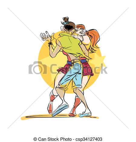 450x470 Couple Dancing Latin American Dance. Man And Woman In Love