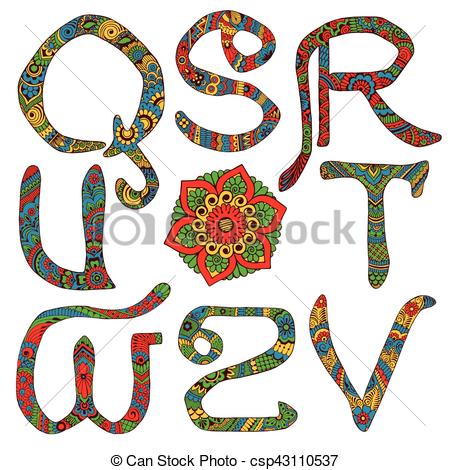 450x470 Latin Letters Decorated. Letters Decorated With Ornaments