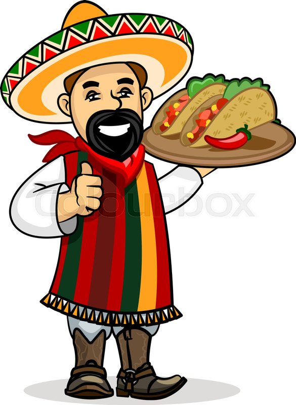 585x800 Mexican Cuisine Icon. Smiling Latino Chef Cook In National
