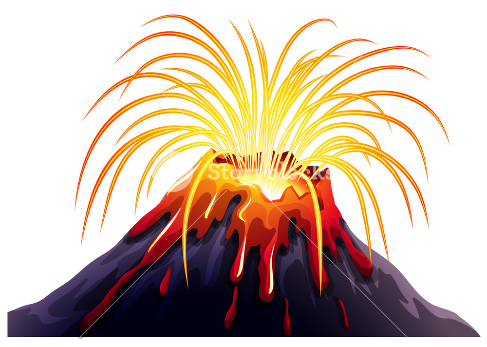 1000x712 Volcano Eruption With Hot Lava Illustration Royalty Free Stock