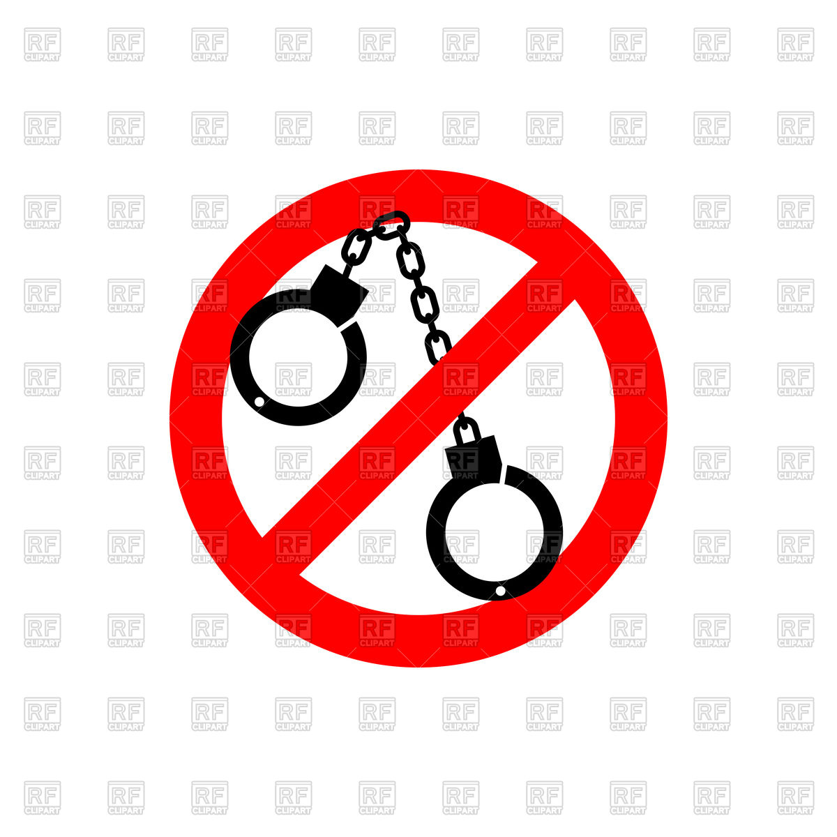 1200x1200 Stop Police. Handcuffs Prohibited Sign. Royalty Free Vector Clip