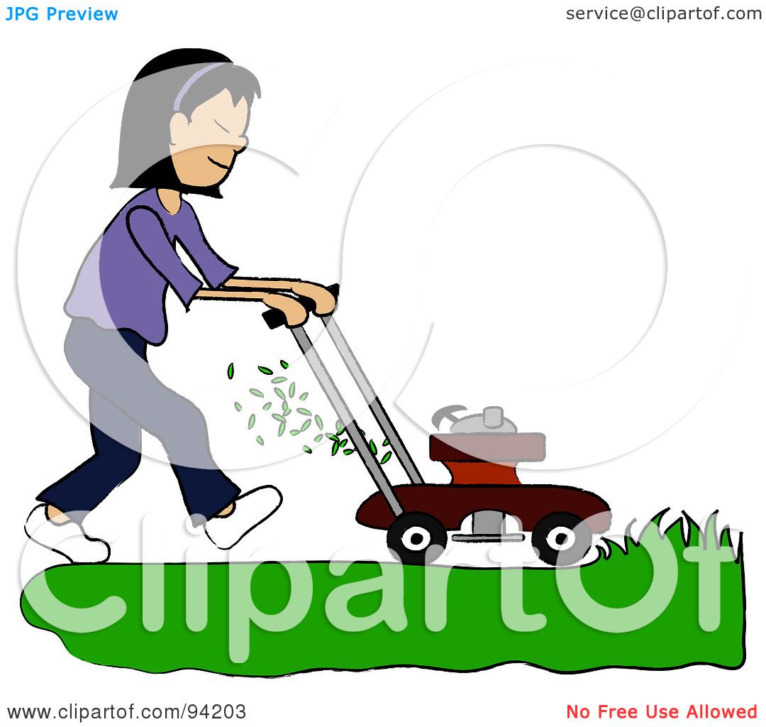 1080x1024 Royalty Free (Rf) Clipart Illustration Ofnsian Girl Mowing