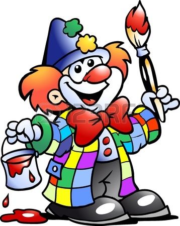 358x450 La Main Vector Illustration D'Un Clown Peinture Clip