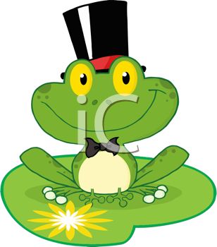 308x350 Picture Of Frog Sitting On Lily Pad Wearing Tophat In