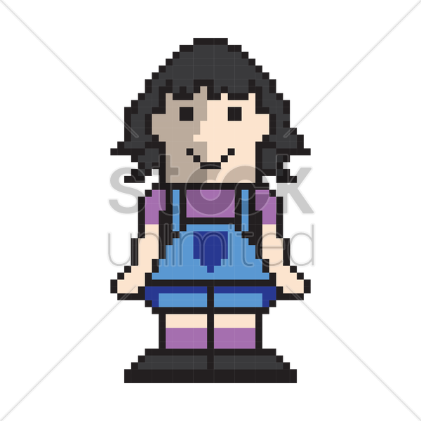 600x600 Pixel Art Girl Vector Image