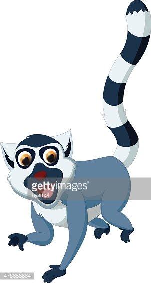 303x568 Happy Lemur Cartoon Premium Clipart