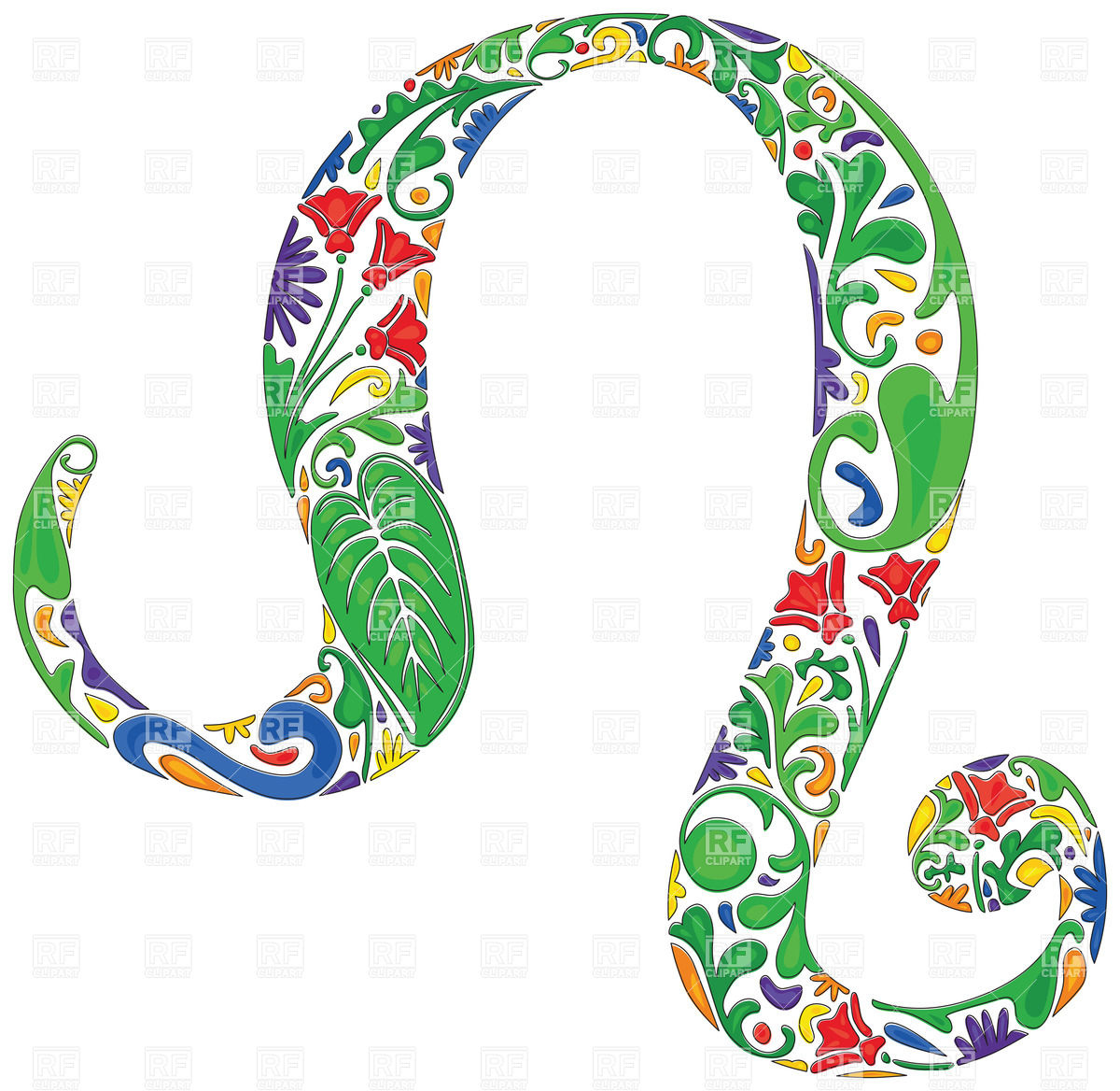1200x1168 Leo Zodiac Sign Made Of Floral Elements Royalty Free Vector Clip