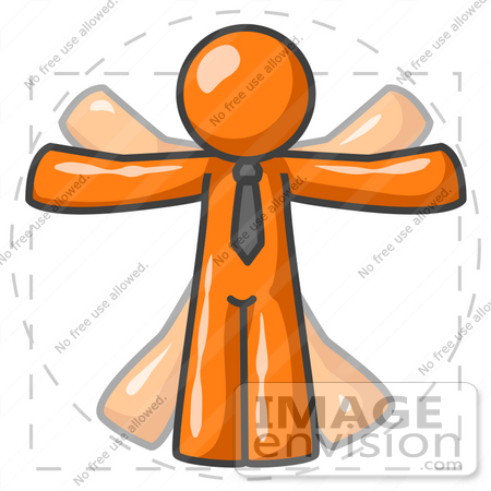 450x450 Clip Art Graphic Of An Orange Guy Character Doing Jumping Jacks