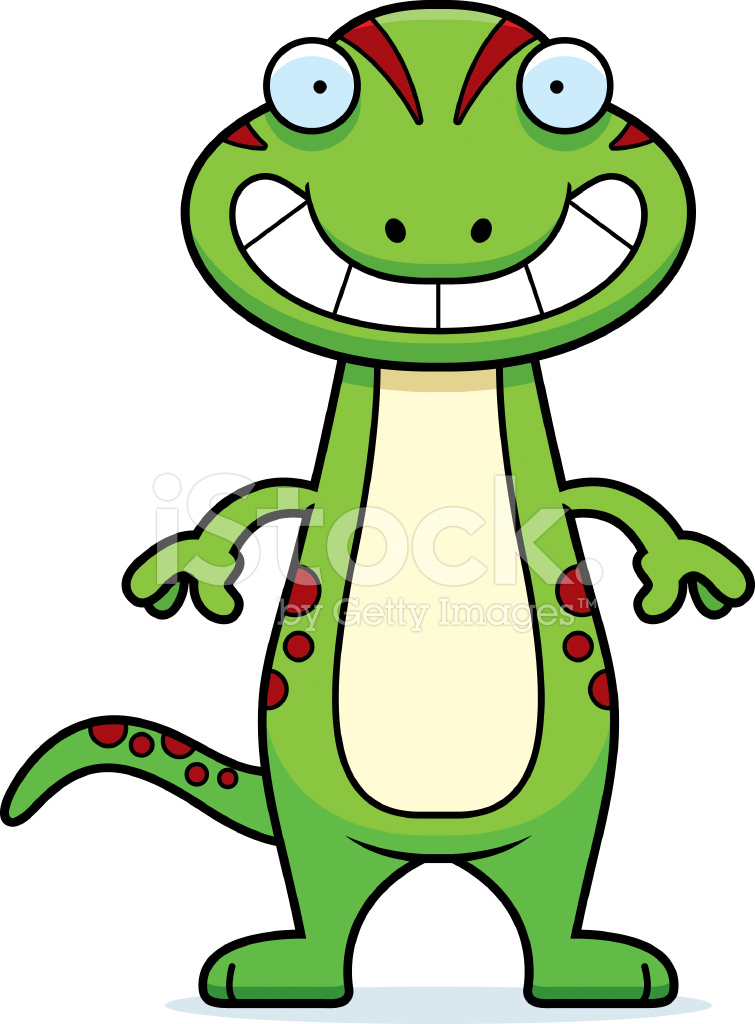 755x1024 Happy Cartoon Gecko Stock Vector