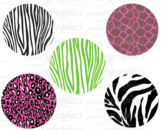 570x456 Animal Print Circle Clip Art Digital Clipart Circle Tags, Set