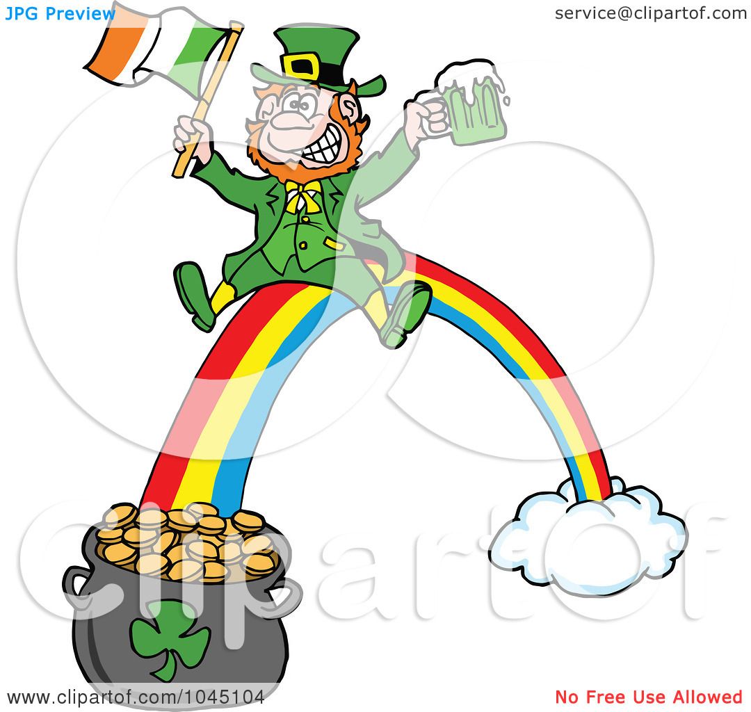 1080x1024 Royalty Free (Rf) Clip Art Illustration Of A Leprechaun Holding