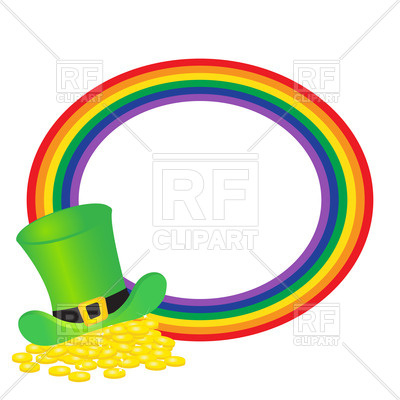 400x400 Hat Of Leprechauns Gold And Round Rainbow Royalty Free Vector Clip