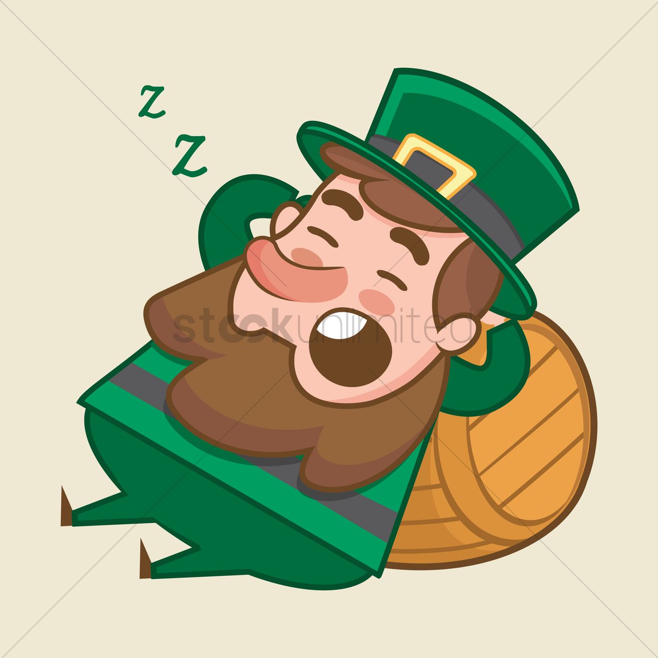 1300x1300 Leprechaun Sleeping Vector Image