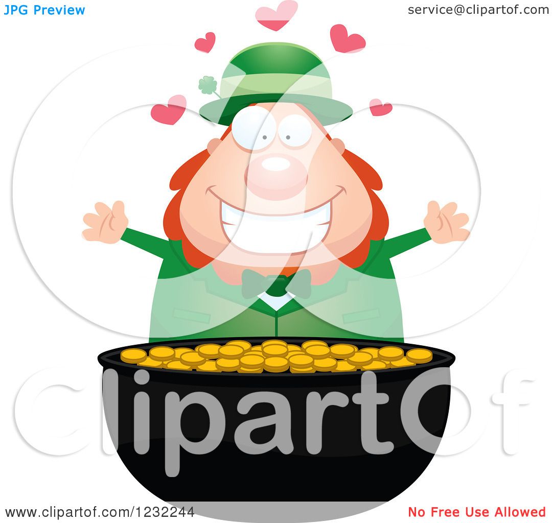 1080x1024 Clipart Of Happy St Patricks Day Leprechaun With Hearts Over
