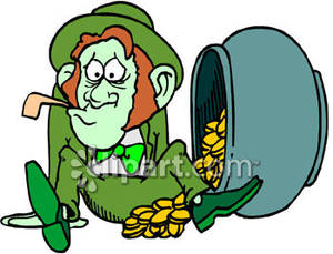 300x229 Leprechaun Sitting In A Spilled Pot Of Gold