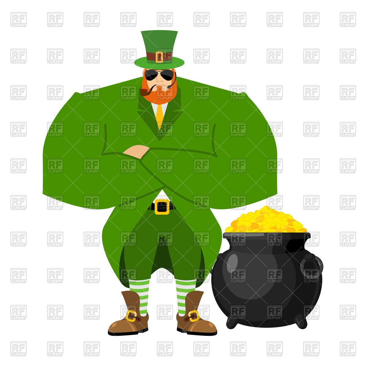 1200x1200 Leprechaun Security Bodyguard With Gold Royalty Free Vector Clip