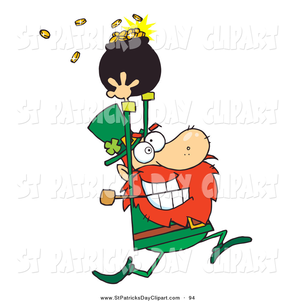 1024x1044 Clip Art Of A Greedy Irish Leprechaun Running With A Pot Of Gold