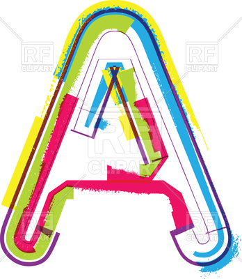 348x400 Colorful Grunge Letter A Royalty Free Vector Clip Art Image