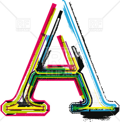392x400 Colorful Grunge Letter A On White Royalty Free Vector Clip Art