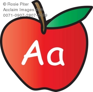 300x298 Clip Art Illustration Of An Apple With The Letter A Written On It