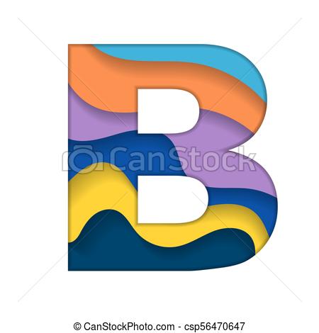 450x470 Colorful Letter B. Abstract Letter B Silhouette With Cut Eps