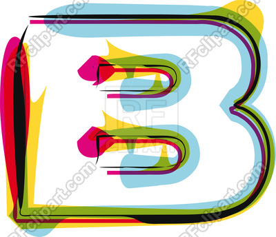 400x344 Abstract Colorful Brushed Letter B Royalty Free Vector Clip Art
