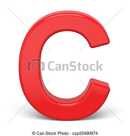 450x470 3d Plastic Red Letter C Isolated On White Background Stock