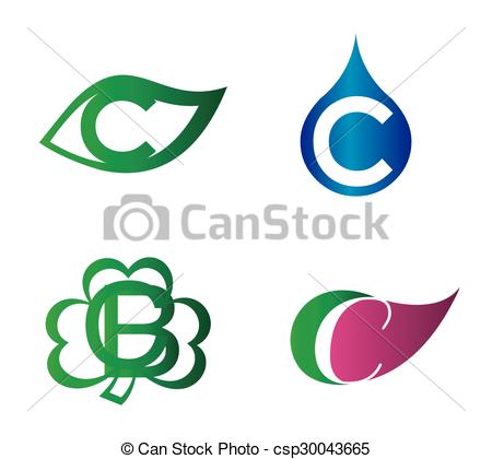 450x420 Letter C Logo Template. Abstract Icon Set Clip Art Vector