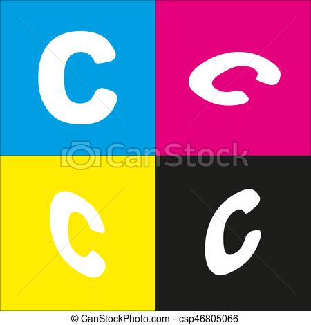 450x470 Letter C Sign Design Template Element. Vector. White Icon Clip