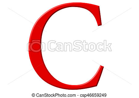450x319 Uppercase Letter C, Isolated On White, 3d Illustration Drawing