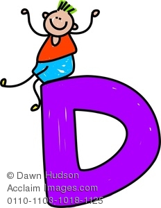 232x300 Clipart Image Of A Happy Little Boy Climbing Over A Giant Letter D
